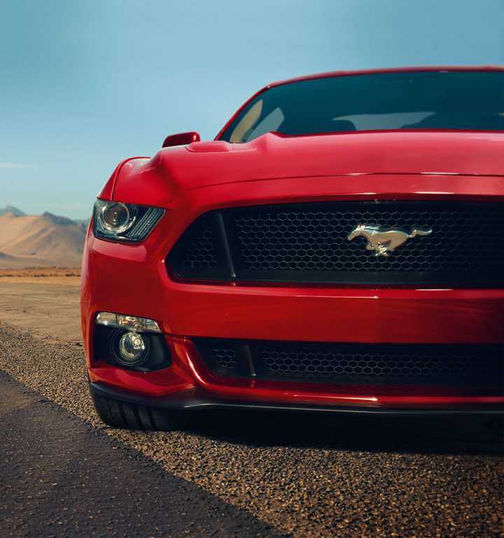 2017 Ford Mustang red exterior front view up close